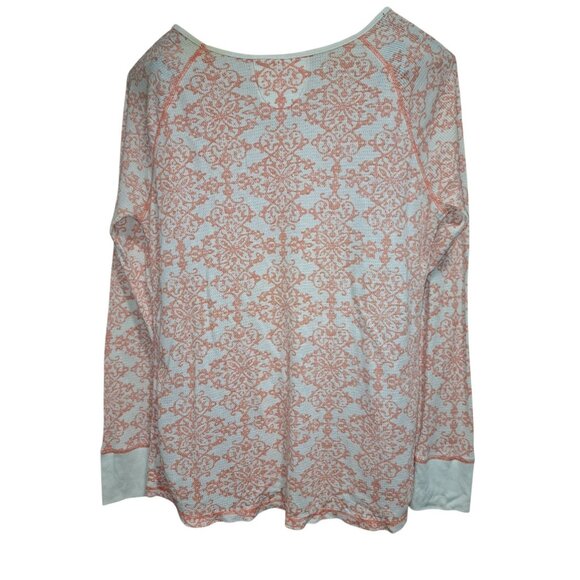 Arizona Jean Co Womens 1X Jr Plus Thermal Waffle Knit Long Sleeve Top Orange - Picture 4 of 7